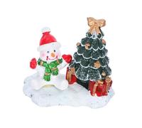 Amosfun Resin Snowman Figurine Mini Christmas Tree Decoration Compact Holiday Ornament for Desk Shelf Tabletop Indoor Winter Home Decor Festive Gift