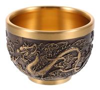 Amosfun Retro Copper Dragon Phoenix Tea Cup Multi Function Vintage Teaware for Hot and Cold Drinks Craftsmanship with Stable Flat Base Elegant Chinese Style Decorative Wine and Tea Mug