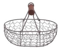 Amosfun Retro Vintage Rustic Iron Storage Basket for Kitchen Countertop - Small Metal Fruit, Bread, Vegetable and Egg Holder in Grey-black Mesh for Farmhouse Organization