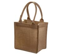 Amosfun Reusable DIY Jute Burlap Tote Bag with Handles Laminated Small Shopping Bag for Weddings Parties and Daily Use