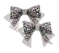 Amosfun Rhinestone Bow Shoe Decoration Charms 1 Pair Black Ab Color 11.3×7.5cm Mesh Glitter Wedding Shoes Crystals Bow Accessories for Bridal and Prom