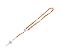 Amosfun Rosary Elegant Religious Decoration Wood Necklace with Cross Classic Brown Catholic Prayer Beads and Christmas Gift for Men and Women for Daily Wear and Sacred Occasions