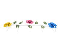 Amosfun Rose Flower Wall Hook Rack, Vintage Metal Key and Purse Hanger with Three-Color Iron Rose Design, Decorative Overdoor Coat and Towel Holder for Bathroom and Hallway Storage