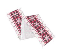 Amosfun Rustic Red Snowflake Table Runner Sturdy Plaid Fabric Christmas Party Decoration for Kitchen Dining Easy Clean Seasonal Winter Home Holiday Atmosphere
