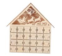 Amosfun Rustic Wooden Countdown Calendar Christmas Advent House with Refillable LED Lighted Holiday Decor for Family Cozy Tabletop Xmas Decoration