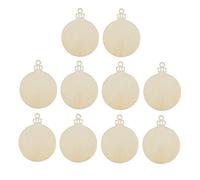 Amosfun Santa Wood Chips 10pcs Wood Rounds Christmas Baubles Holiday Tag Unfinished Crafts Christmas Tree Pendant Tree Ornaments Decor en Bamboo Rope