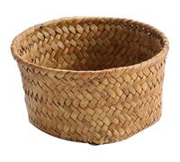 Amosfun Seagrass Woven Basket Lid Small Basket for Cosmetics Books Magazines Home Storage