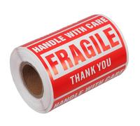 Amosfun Self-Adhesive Shipping Fragile Warning Stickers 250pcs Roll Oa4 Fragile Package Labels Caution Packaging Decals for Shipping and Handling