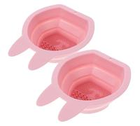 Amosfun Silicone Makeup Brush Cleaner Bowls with Hanging Design 2 Pcs Bunny-shaped Convenient to Store and Gentle on Hands, for Household Bathroom Use