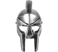 Amosfun Silver Double-Tooth Ancient Warrior Helmet Roman Soldier Prop Halloween Knight Headwear for Men Women, Medieval Cosplay Armor Accessory