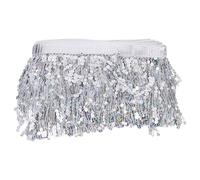 Amosfun Silver Sequin Tassel Trim for DIY Clothes and Garment Making, Plastic Fringe Decoration that Can Be Cut Freely, for Dress and Handmade Item Decoration