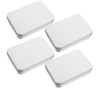 Amosfun Silver Tinplate Candy Boxes Rectangular Iron Storage Boxes 4pcs with Tight Lid and Dust-proof Design Sturdy Gift Packaging Containers for Small Items and Cigarettes