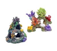 Amosfun Simulation Coral Decoration 2pcs Resin Aquarium Ornaments Imitation Coral Reef Hideout Place for Aquatic Landscape