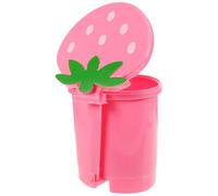 Amosfun Small Decorative Wastebasket with Foot Pedal Lid Pink Plastic for Kitchen and Bedroom Storage 16x16x14.5cm