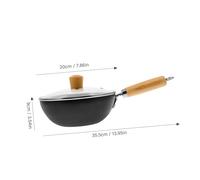 Amosfun Small Non-Stick Chinese Wok with Glass Lid Gas and Induction Compatible Cooking Pan for Frying Steaming and Stir-Frying Easy-Clean Kitchenware with Ergonomic Handle