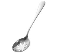 Amosfun Small Stainless Steel Slotted Serving Spoon Ergonomic Kitchen Utensil for Draining Liquids at Home Restaurant Party Use Reusable Cooking Tool
