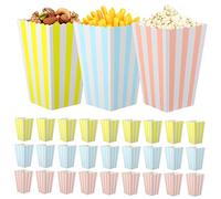 Amosfun Snack Storage Containers Small Candy and Chocolate Holders 60 Pcs Foldable Striped Paper Popcorn Boxes Carnival Party Use
