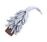 Amosfun Snow Flocked Mini Tabletop Xmas Pine Tree with Secure Wooden Base Lifelike Cedar Design Compact Artificial Christmas Tree for Home Office Party Decorations and Small Spaces