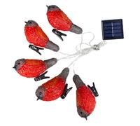 Amosfun Solar Powered Robin String Lights Outdoor Garden LED Lamp for Balcony Courtyard Patio Warm Romantic Atmosphere Weather-Resistant Decorative Lighting