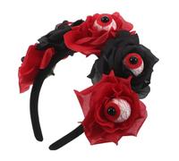 Amosfun Spooky Halloween Headband with Bloody Eyeball and Rose Design for Women Realistic Costume Hairpiece for Haunted House Parties Versatile Floral Hair Accessory for Role Play and