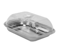 Amosfun Stainless Steel Butter Dish with Lid, Butter Storage Container and Bread Dessert Holder, European Style Cheese Plate for Home and Restaurant Serving