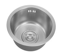 Amosfun Stainless Steel round Sink Mini Undermount Kitchen Basin for Rv Caravan Camper Drainage Accessories and Overflow Port