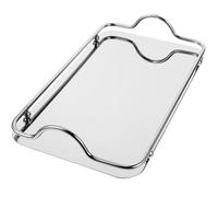 Amosfun Stainless Steel Tray Serving Tray with Handles Platters Decorative Rectangular Coffee Key Modern Elegant Portable Rectangle Large Serving s Cafeteria Silver
