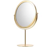 Amosfun Standing Round Makeup Mirror 360° Swivel Double-Sided Vanity Mirror with Metal Frame for Bedroom Dressing Table Golden Colour