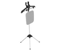 Amosfun Steamer Hanger Stand with Integrated Ironing Board, Adjustable Height 90-160cm, Aluminium Alloy and Plastic Construction, Black Foldable Clothes Steamer Rack with Stable
