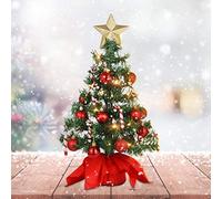 Amosfun Tabletop Christmas Tree Artificial Mini Xmas Pine Tree with LED String Lights, Star Tree Topper and Ornaments for Indoor and Outdoor Holiday Decoration