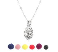Amosfun Teardrop Shaped Aroma Necklace with Openable Pendant, Fragrance Necklace Set Includes 5 Cotton Pads And a Lava Beads, Birthday Present for Mum Or Friends
