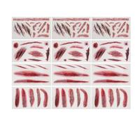 Amosfun Temporary Tattoos Stickers Realistic Fake Scar and Bloody Wound Designs 12 Sheets Halloween on Water Transfer Paper, Easy to Use, No Irritation for Adults for Halloween