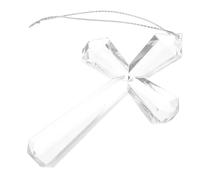 Amosfun Transparent Cross Christmas Ornament for Tree and Table Decor Small Religious Hanging Decoration with Suspension Bright Faith Inspired Holiday Scene Accent