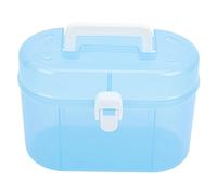 Amosfun Transparent Double Desktop Storage Box for Craft Organizer Blue Portable Storage Case with Firm Structure Easy to Clean for Home and Office Use