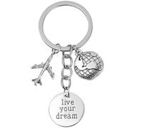 Amosfun Travel Safely Keychain, Live Your Dream Keychain with Airplane Charms, Inspiration Pilot Gift, Flight Keepsake for Pilot