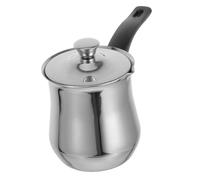 Amosfun Turkish Coffee Pot Stove Small Hand Milk Steel Frothing Camping Coffee Pot Mini Sauce Pan Sauce Pan with Pour Spout Silver