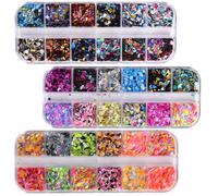 Amosfun Ultra-Thin Round Nail Art Sequins 36 Colors Nail Glitter Flakes for Manicure DIY for Women and Random Color