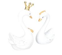 Amosfun Unique Resin Swan Sculptures 1 Pair Swan Craft Decors Cake Topper Car Ornaments for Birthday Party Decorations
