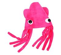 Amosfun Velvet Pink Squid Hat for Adults Funny Cartoon Octopus Headgear Party and Performance Costume Accessory Unique Festive Decor for Dances and Events