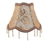 Amosfun Victorian Floral Fabric Lampshade with Tassel Fringe Vintage European Light Cover for Bedside Table Floor Fixture Bedroom Living Room