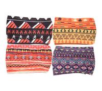 Amosfun Vintage African Print Headbands for Women - Wide Knotted Hairbands Elastic Sweat-absorbent Yoga Head Wraps, 4pcs Set for Workout and Daily Hair Styling