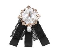 Amosfun Vintage Black Lace Bow Tie for Women, Retro School Style Necktie Accessory, Handmade Shirt Collar Brooch for Uniform and Casual Wear