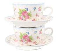 Amosfun Vintage Bone China Coffee Cup Set with Saucer Heat-Resistant Ceramic Handheld Water Mug for Office and Home Compact Decorative Teacup for Tea Coffee Juice and Milk Elegant European