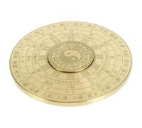 Amosfun Vintage Brass Chinese Compass with Double-sided Eight Diagrams Rotatable Feng Shui Sundial for Camping Hiking Decorative Desktop Ornament Lightweight Traditional Craft