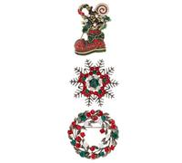 Amosfun Vintage Christmas Brooch Set 3 Pcs Alloy Winter Star Pins with Bright Luster and Carefully Polished Finish and Atmosphere Random Color