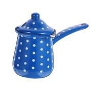 Amosfun Vintage Enamel Coffee Pot Milk Jug Large Blue White Dot Multi Function Kettle Heat Resistant for Hot Cold Drinks Home and Use