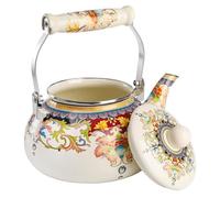 Amosfun Vintage Enamel Teapot for Stove Top Induction Cookers Smooth Surface Water Boiling Kettle Ceramic and Decorative Home Tea Serving Pot for Relaxation