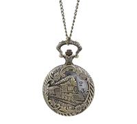 Amosfun Vintage Hollow Locomotive Quartz Pocket Watch with Chain, Retro 3D Steam Train Design, Classic Waist Hanging Timepiece for Men, Random Style