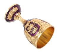 Amosfun Vintage Metal Shot Glass Chalice Embossed Mini Goblet for Holy Water Communion Altar Wine Cup European Style Wine Glass for Christmas Church Ritual and Home Decor