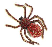 Amosfun Vintage Red Spider Brooch Pin with Rhinestones, Decorative Sweater and Shawl Collar Pin for Women, Halloween Retro Animal Jewelry Accessory